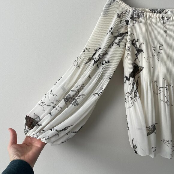 WILFRED Talence Off The Shoulder Blouse Pattern Pullover White Black XS - Picture 5 of 7